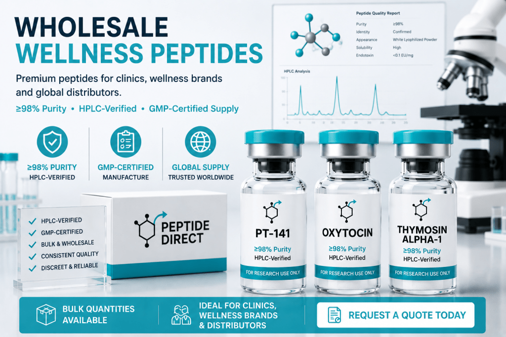 Wholesale wellness peptides — PT-141, Oxytocin and Thymosin Alpha-1 lyophilised powder for clinics and distributors
